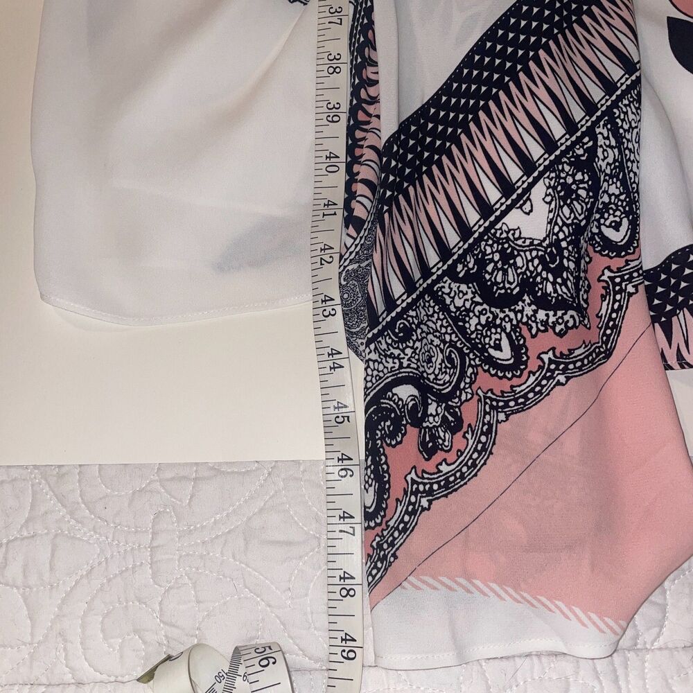 NWT REISS Hope Scarf Print Wrap Dress Asymmetrical Hem Pink White Black US 14 - Picture 9 of 16